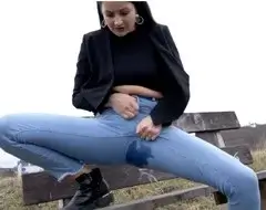 Girl peeing her pants